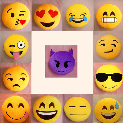 22 Arten Emoji-Emoticon-Gelb und runde angefüllte Kissen und Kissen für Inneneinrichtung