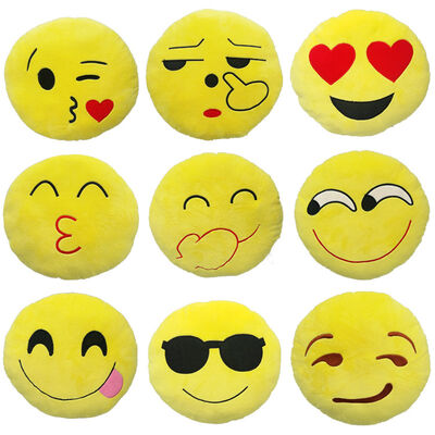 22 Arten Emoji-Emoticon-Gelb und runde angefüllte Kissen und Kissen für Inneneinrichtung