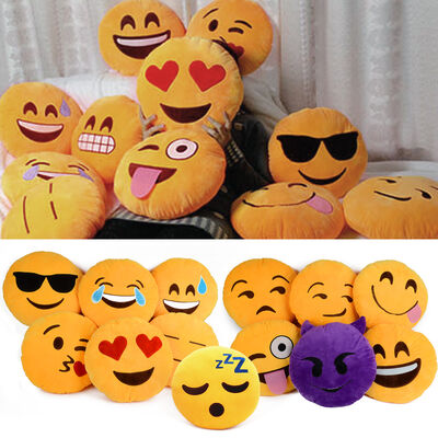 Gelber Emoji-Emoticon-rundes angefülltes Baby-Schlafenkissen für Hauptgebrauch
