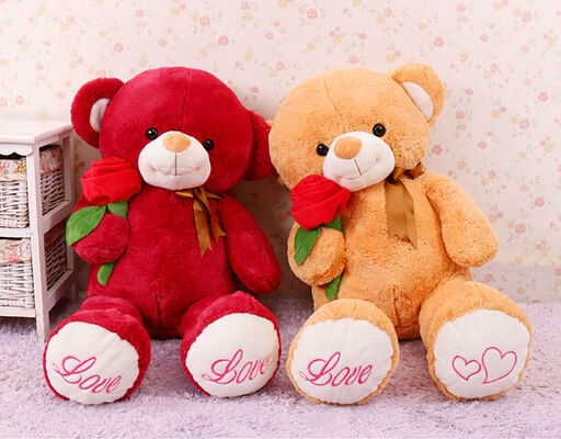 Nette riesige rote Teddybär-Plüschtier-Spielwaren mit Rosen-Blumen-Tunnel-bohrwagen 80cm