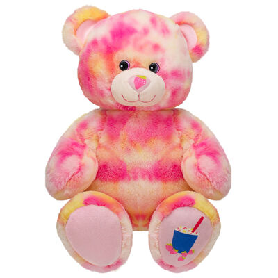 Mode und rosa Teddybär-Plüschtier spielt weiches Material der Mode