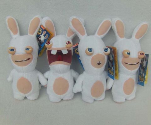 Reizender irreredender Rabbids Karikatur-Plüsch Rayman spielt weiße nette Gewohnheit