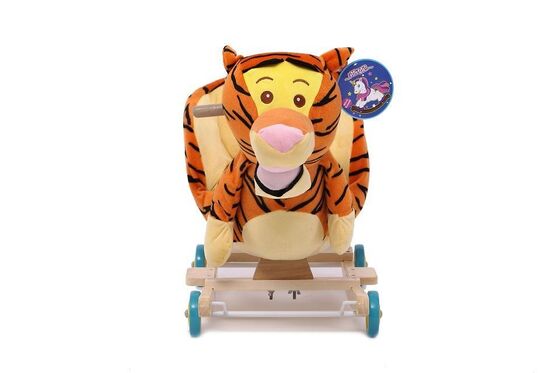 Nettes nettes Baby Browns spielt Tiger-Plüsch-Baby-Schwingtierstuhl