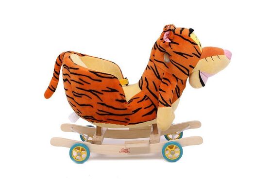 Nettes nettes Baby Browns spielt Tiger-Plüsch-Baby-Schwingtierstuhl