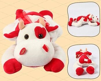 Förderungs-Geschenk-reizende rote Kuh-Form-kundenspezifische kleine Plüschtiere für Kinder