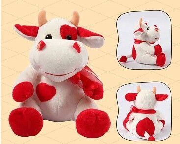 Förderungs-Geschenk-reizende rote Kuh-Form-kundenspezifische kleine Plüschtiere für Kinder