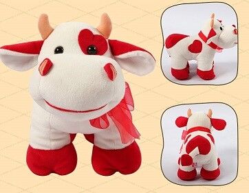Förderungs-Geschenk-reizende rote Kuh-Form-kundenspezifische kleine Plüschtiere für Kinder