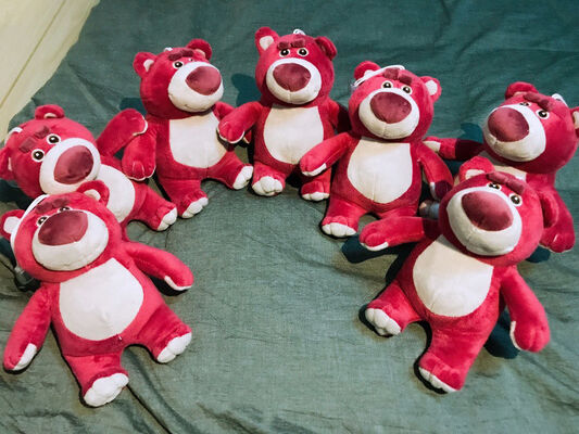 3 Bärn-Disney-Plüsch-Tiere Lotso Huggin 13cm Keychian für Rucksack