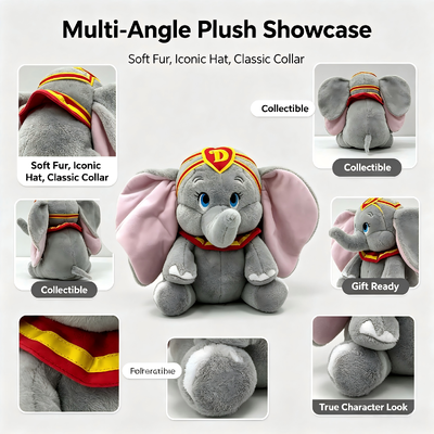 Niedliche benutzerdefinierte Disney-Plüschtiere Dumbo - D Cartoon-Charakter-Stofftiere