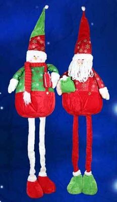 Große Sankt-Puppe und -Schneemann mit Streaching-Bein-Weihnachtsfeiertag für feiern Partei