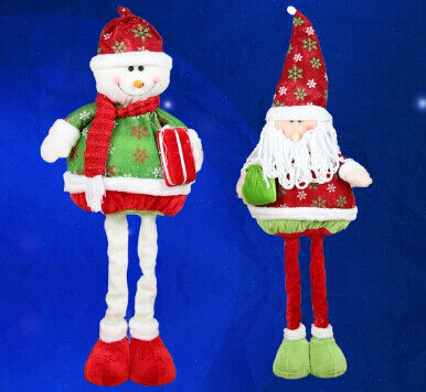 Große Sankt-Puppe und -Schneemann mit Streaching-Bein-Weihnachtsfeiertag für feiern Partei