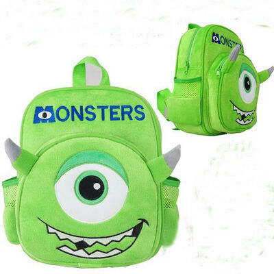 Monster-Hochschul-Mike-Kinderschulrucksäcke personifiziert, grün