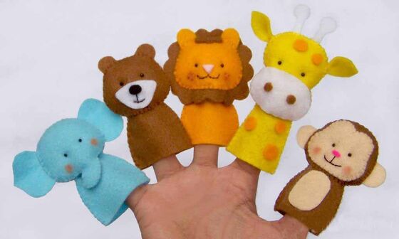 Lustige wildes Tier-Filz-Finger-Marionetten, nette Affe-Finger-Marionetten