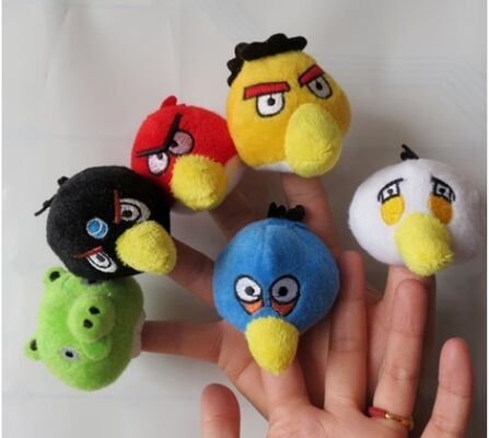 Die kleinen Vogel-Plüsch-Finger-Marionetten für Babys, gelb/Rot/Blau