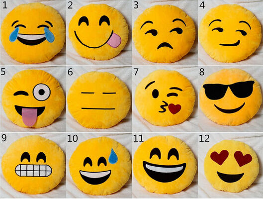 22 Arten Emoji-Emoticon-Gelb und runde angefüllte Kissen und Kissen für Inneneinrichtung