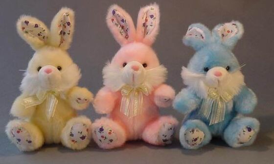 Lange Haar-Plüsch-Osterhasen-kleine angefüllte Spielwaren, gelb/Rosa/Blau