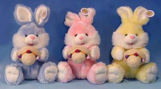 Lange Haar-Plüsch-Osterhasen-kleine angefüllte Spielwaren, gelb/Rosa/Blau