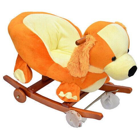 Mode-orange Baby-Schaukelstuhl-Hundetierplüsch-Spielwaren mit Musik für die Kinder, die Reiten spielen