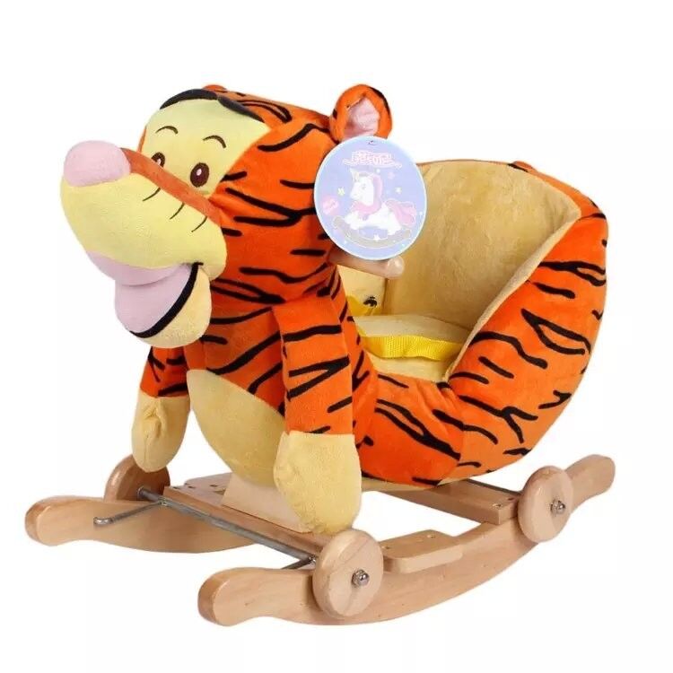 Nettes nettes Baby Browns spielt Tiger-Plüsch-Baby-Schwingtierstuhl