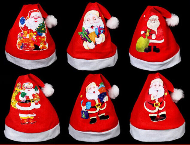 Roter Weihnachtshut für den Geschenk-Plüsch-Hut für Weihnachtsfest, Weihnachtsmann druckend