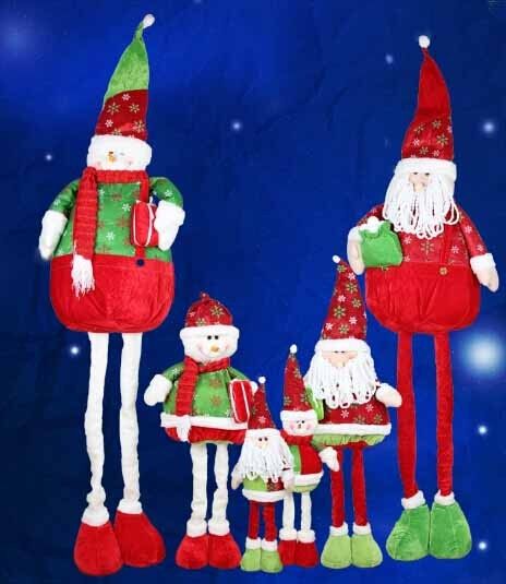 Große Sankt-Puppe und -Schneemann mit Streaching-Bein-Weihnachtsfeiertag für feiern Partei