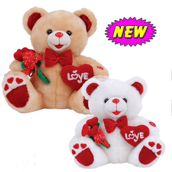 Tagesteddybär der Valentinsgruß-12inch mit Blume und Herz angefüllten Stoß-Spielwaren für Feier